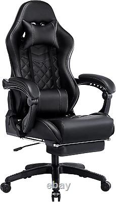 Massage Gaming Chair for Adults, 350LBS Office Chair with Retractable Footrest