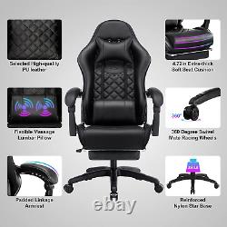 Massage Gaming Chair for Adults, 350LBS Office Chair with Retractable Footrest