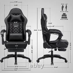 Massage Gaming Chair for Adults, 350LBS Office Chair with Retractable Footrest