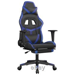 Massage Gaming Chair with Footrest Black & Blue Faux Leather