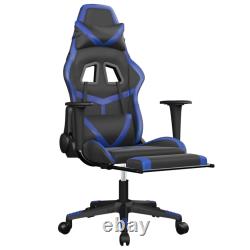 Massage Gaming Chair with Footrest Black & Blue Faux Leather