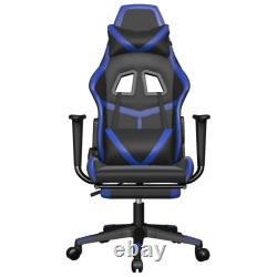 Massage Gaming Chair with Footrest Black & Blue Faux Leather