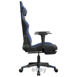 Massage Gaming Chair with Footrest Black & Blue Faux Leather