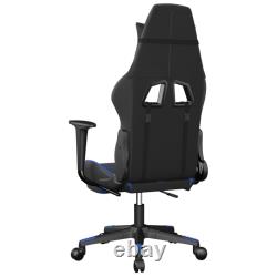 Massage Gaming Chair with Footrest Black & Blue Faux Leather