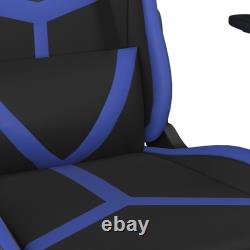 Massage Gaming Chair with Footrest Black & Blue Faux Leather