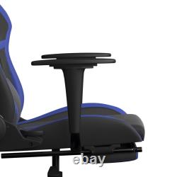 Massage Gaming Chair with Footrest Black & Blue Faux Leather