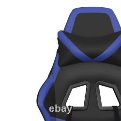 Massage Gaming Chair with Footrest Black & Blue Faux Leather