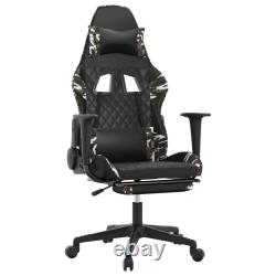 Massage Gaming Chair with Footrest Black & Camouflage Faux Leather