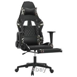 Massage Gaming Chair with Footrest Black & Camouflage Faux Leather