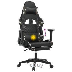 Massage Gaming Chair with Footrest Black & Camouflage Faux Leather