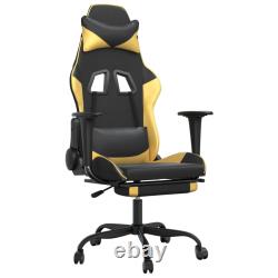 Massage Gaming Chair with Footrest Black & Gold Faux Leather