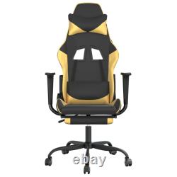 Massage Gaming Chair with Footrest Black & Gold Faux Leather