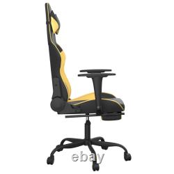 Massage Gaming Chair with Footrest Black & Gold Faux Leather