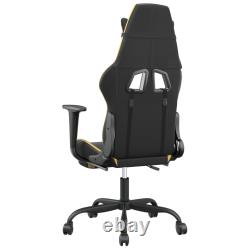 Massage Gaming Chair with Footrest Black & Gold Faux Leather