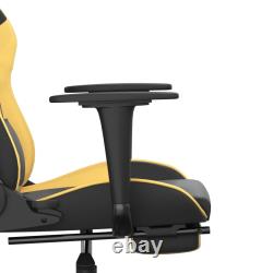 Massage Gaming Chair with Footrest Black & Gold Faux Leather