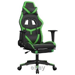 Massage Gaming Chair with Footrest Black&Green Faux Leather