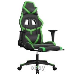 Massage Gaming Chair with Footrest Black&Green Faux Leather