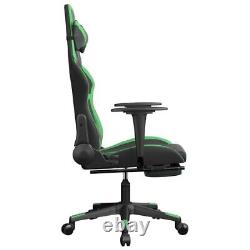 Massage Gaming Chair with Footrest Black&Green Faux Leather