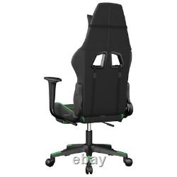 Massage Gaming Chair with Footrest Black&Green Faux Leather