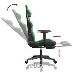 Massage Gaming Chair with Footrest Black&Green Faux Leather