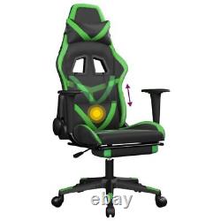 Massage Gaming Chair with Footrest Black&Green Faux Leather