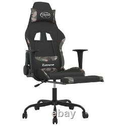 Massage Gaming Chair with Footrest Black and Camouflage Fabric