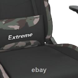 Massage Gaming Chair with Footrest Black and Camouflage Fabric