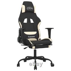 Massage Gaming Chair with Footrest Black and Cream Fabric