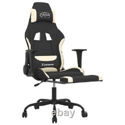 Massage Gaming Chair with Footrest Black and Cream Fabric