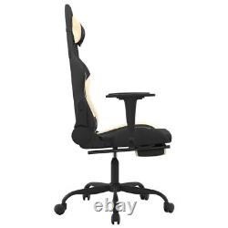 Massage Gaming Chair with Footrest Black and Cream Fabric