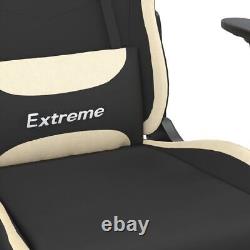 Massage Gaming Chair with Footrest Black and Cream Fabric