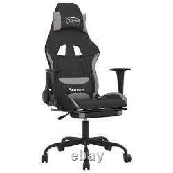 Massage Gaming Chair with Footrest Black and Light Gray Fabric