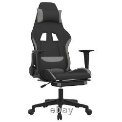 Massage Gaming Chair with Footrest Black and Light Gray Fabric