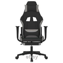 Massage Gaming Chair with Footrest Black and Light Gray Fabric