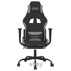 Massage Gaming Chair with Footrest Black and Light Gray Fabric