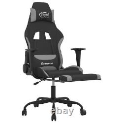 Massage Gaming Chair with Footrest Black and Light Gray Fabric