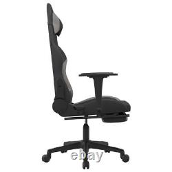 Massage Gaming Chair with Footrest Black and Light Gray Fabric