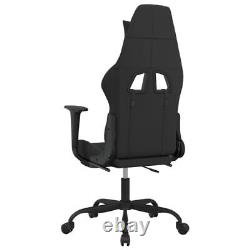 Massage Gaming Chair with Footrest Black and Light Gray Fabric