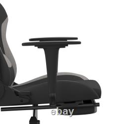 Massage Gaming Chair with Footrest Black and Light Gray Fabric