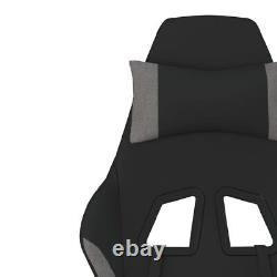 Massage Gaming Chair with Footrest Black and Light Gray Fabric