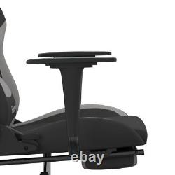 Massage Gaming Chair with Footrest Black and Light Gray Fabric