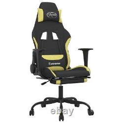 Massage Gaming Chair with Footrest Black and Light Green Fabric