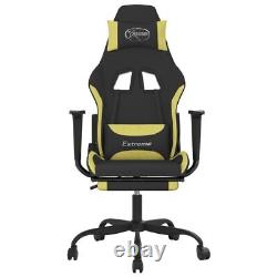 Massage Gaming Chair with Footrest Black and Light Green Fabric