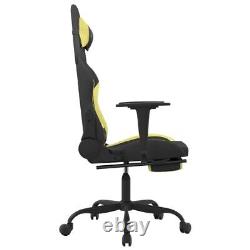 Massage Gaming Chair with Footrest Black and Light Green Fabric