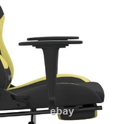 Massage Gaming Chair with Footrest Black and Light Green Fabric