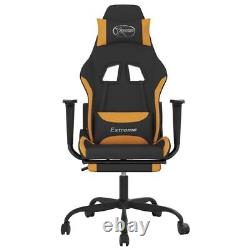 Massage Gaming Chair with Footrest Black and Orange Fabric