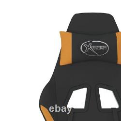 Massage Gaming Chair with Footrest Black and Orange Fabric