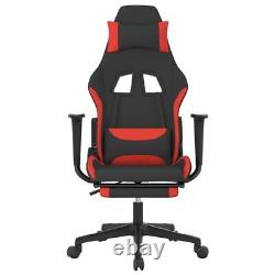 Massage Gaming Chair with Footrest Black and Red Fabric