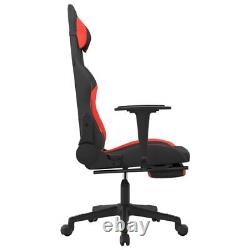 Massage Gaming Chair with Footrest Black and Red Fabric