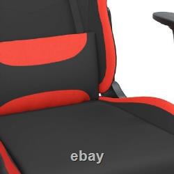 Massage Gaming Chair with Footrest Black and Red Fabric